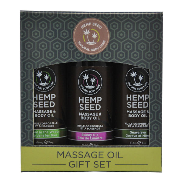 Earthly Body Massage Oil Gift Set - 2 oz Skinny Dip, Naked in the Woods & Guavalava