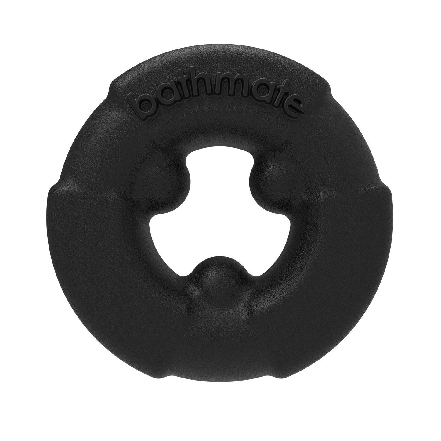 The Bathmate Gladiator Cock Ring from Adams Toy Box features a sleek, gear-like design with Bathmate embossed on top. With three rounded cutouts and crafted from soft Elastomax, it offers a matte texture and enhanced erection experience.