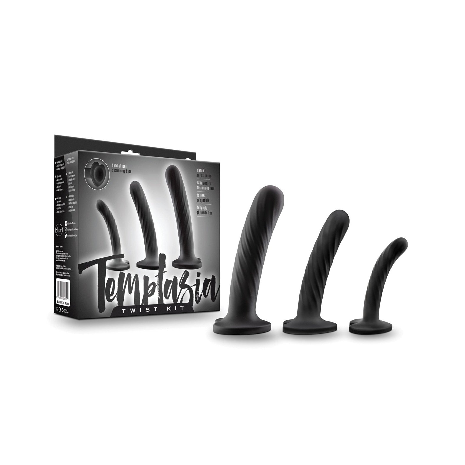 Blush Temptasia Twist Kit - Black Set of 3 Adam's Toy Box Blush Temptasia Twist Kit - Black Set of 3 Adam's Toy Box