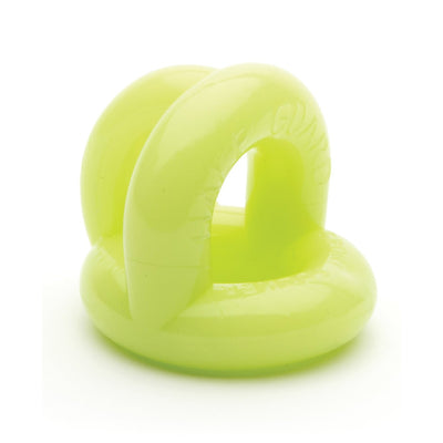 Sport Fucker Half Guard in lime Glow: a thick round cock ring with a curved splitter strap arching across one side.