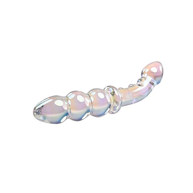 Playboy Pleasure Jewels Double Glass Dildo w/Anal Beads - Clear