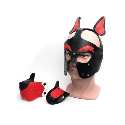 665 Playful Pup Hood - O/S Black/White/Red