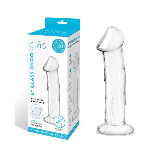 Glas 6&quot; Dildo w/Veins &amp; Flat Base