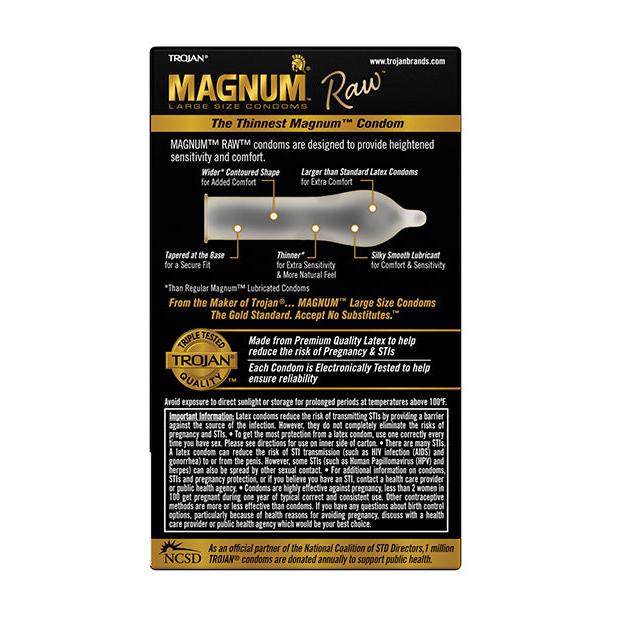 Trojan Magnum Raw Condoms - Pack of 10