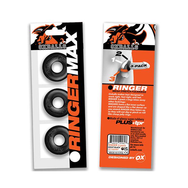 Oxballs Ringer Max 3 Pack Cockrings - Black