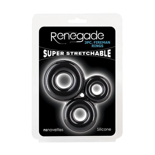 Renegade Fireman Cock Rings - Pack of 3 Black