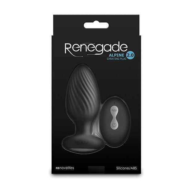 Renegade Alpine 2.0 Gyrating &amp; Vibrating Butt Plug w/Remote - Black