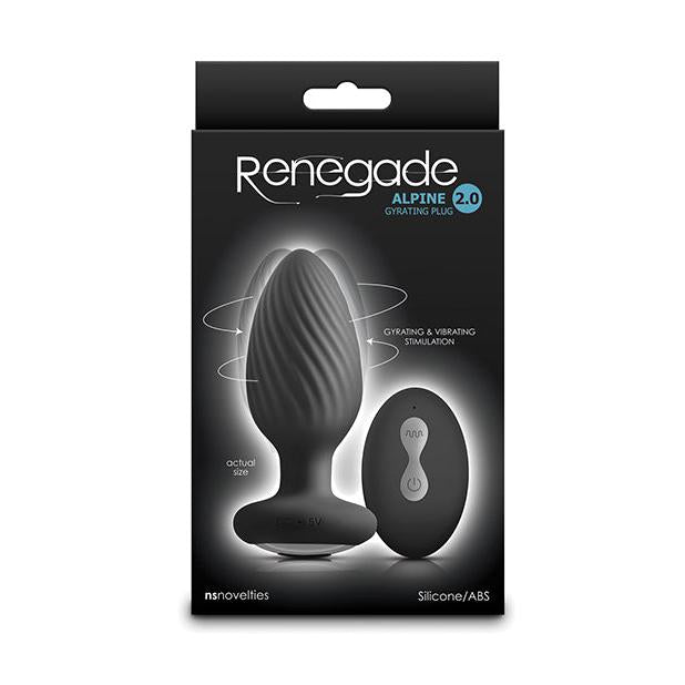 Renegade Alpine 2.0 Gyrating &amp; Vibrating Butt Plug w/Remote - Black