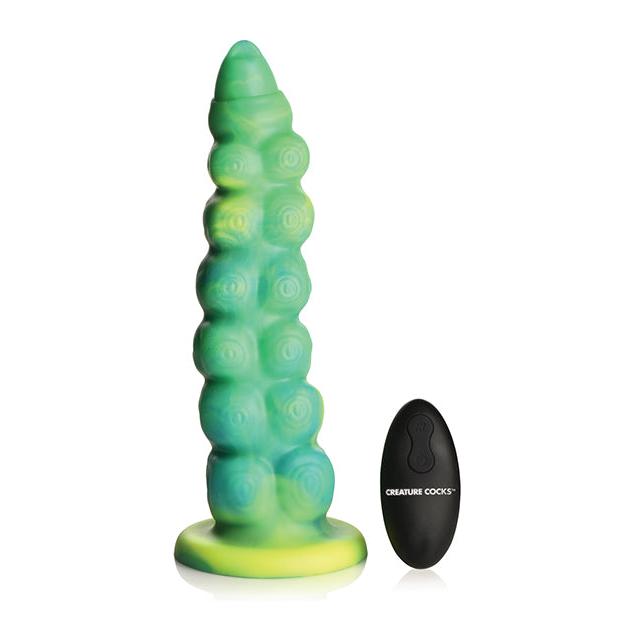 Creature Cocks Squirmer Thrusting &amp; Vibrating Silicone Dildo w/Remote Control - Multi Color