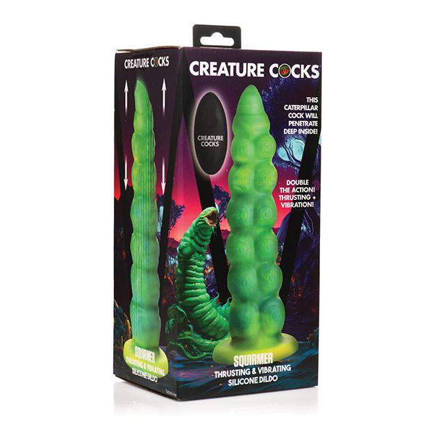 Creature Cocks Squirmer Thrusting &amp; Vibrating Silicone Dildo w/Remote Control - Multi Color