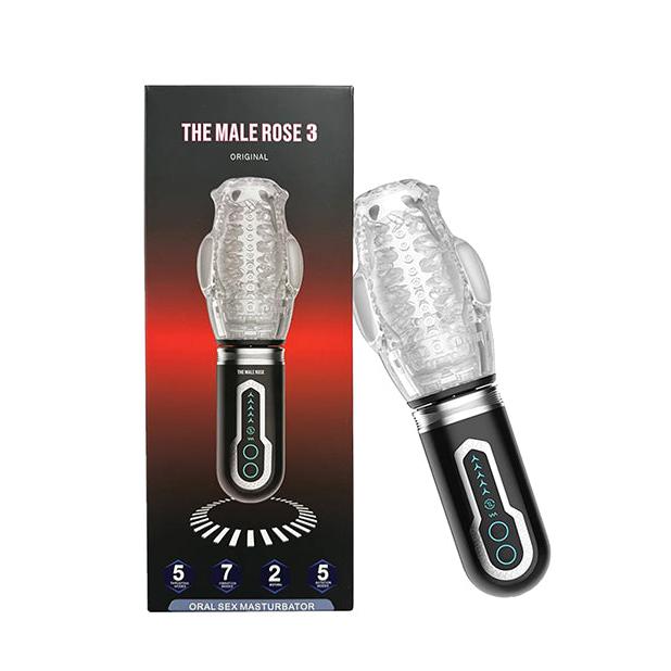 The Male Rose 3 Thrusting, Rotating &amp; Vibrating Oral Sex Masturbator - Black