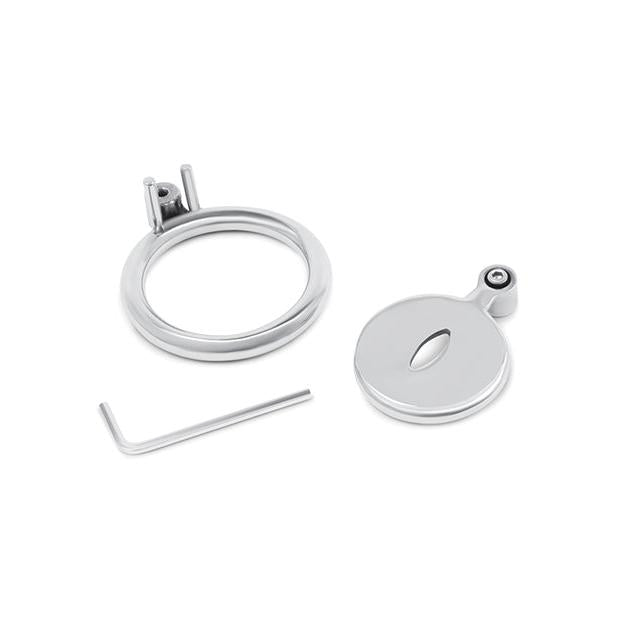 Lockmaster Stainless Steel Inverted Chastity Cage w/Cats Eye - Silver