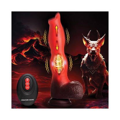 Creature Cocks Ramming Hound Thrusting &amp; Vibrating Silicone Dildo w/Remote Control - Red/Brown