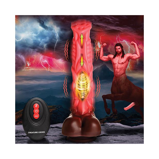 Creature Cocks Deluxe Centaur Thrusting &amp; Vibrating Silicone Dildo w/Remote Control - Peach/Brown