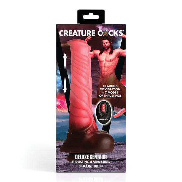 Creature Cocks Deluxe Centaur Thrusting &amp; Vibrating Silicone Dildo w/Remote Control - Peach/Brown