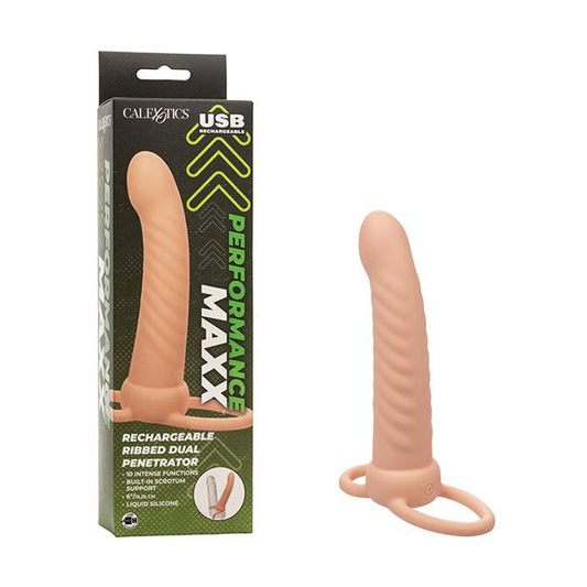 Performance Maxx Rechargeable Ribbed Dual Penetrator - Ivory