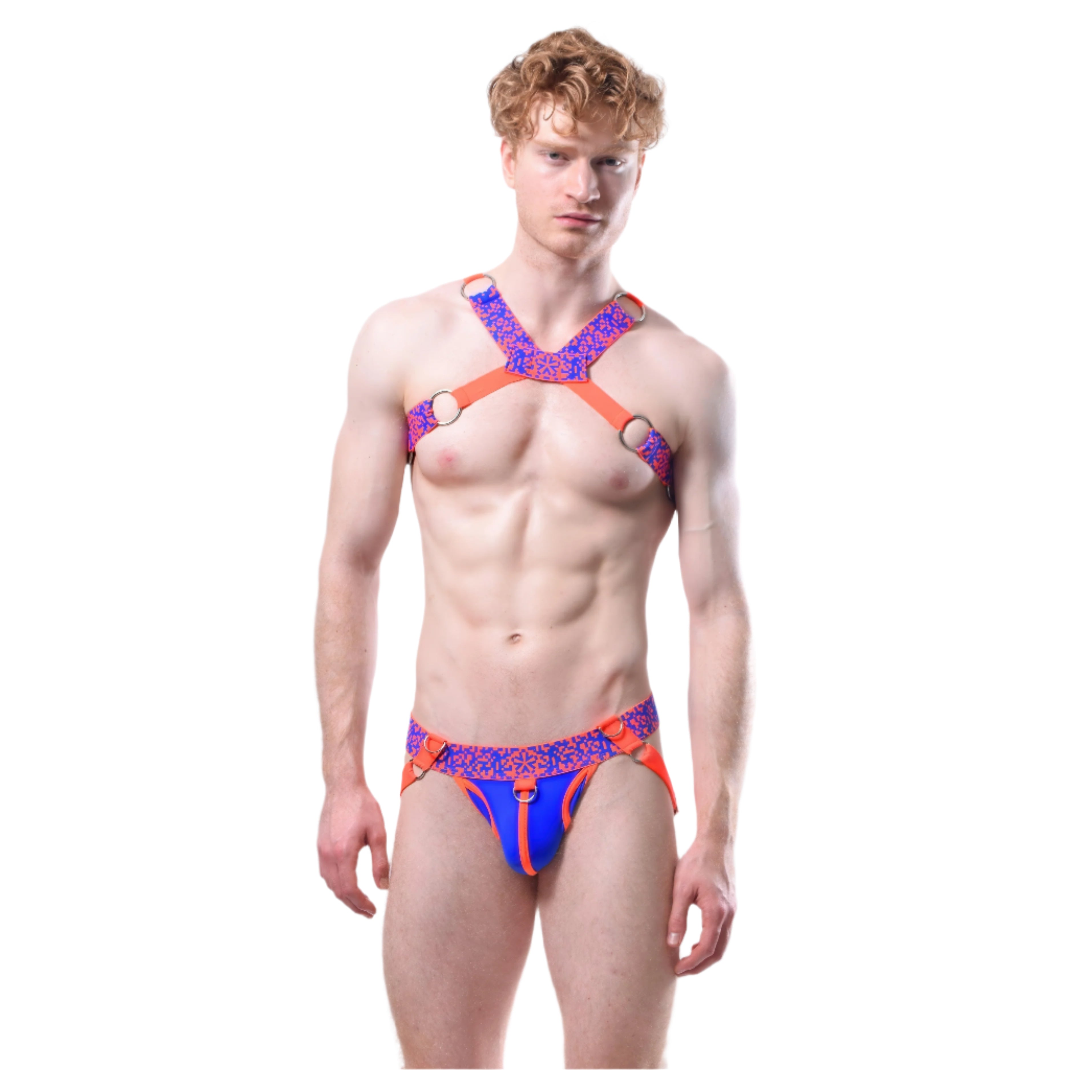 PIXELATION HARNESS | Neon Orange/Blue