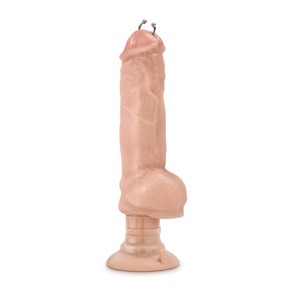 The Blush Coverboy Bad Boy Next Door by Blush Novelties is a realistic, skin-toned adult novelty toy featuring a textured shaft, vibrating design, articulated shape with a slight curve, and metal components at the top. It resembles male genitalia and has a suction base for added stability.