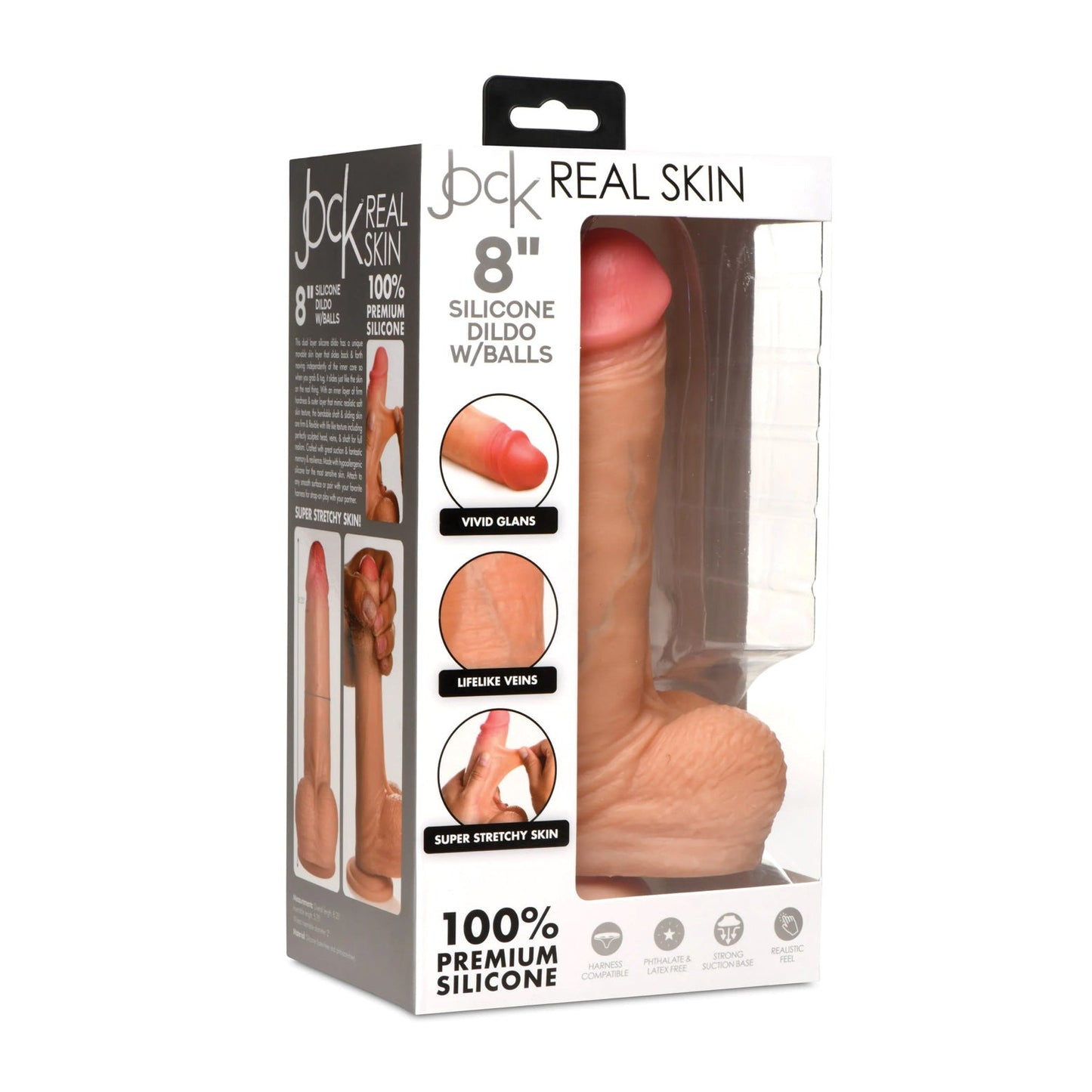 Curve Toys Jock Real Skin Silicone 8" Dildo With Balls