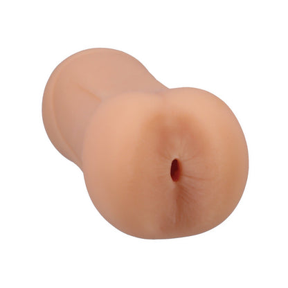 The Signature Strokers ULTRASKYN Pocket Ass - William Seed by Doc Johnson is a realistic, skin-toned silicone sleeve with a cylindrical shape and open ends, positioned at an angle against a plain background for an authentic lifelike feel.