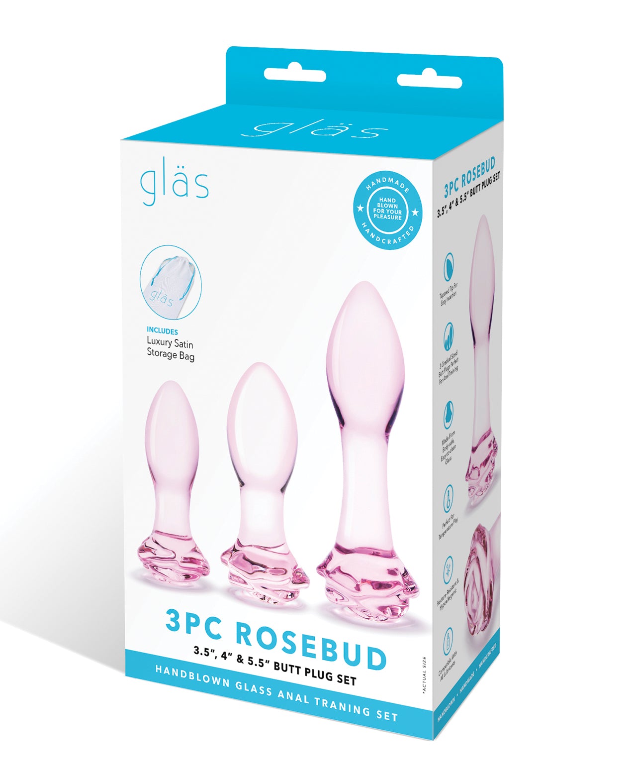 Glas Rosebud Butt Plug Set