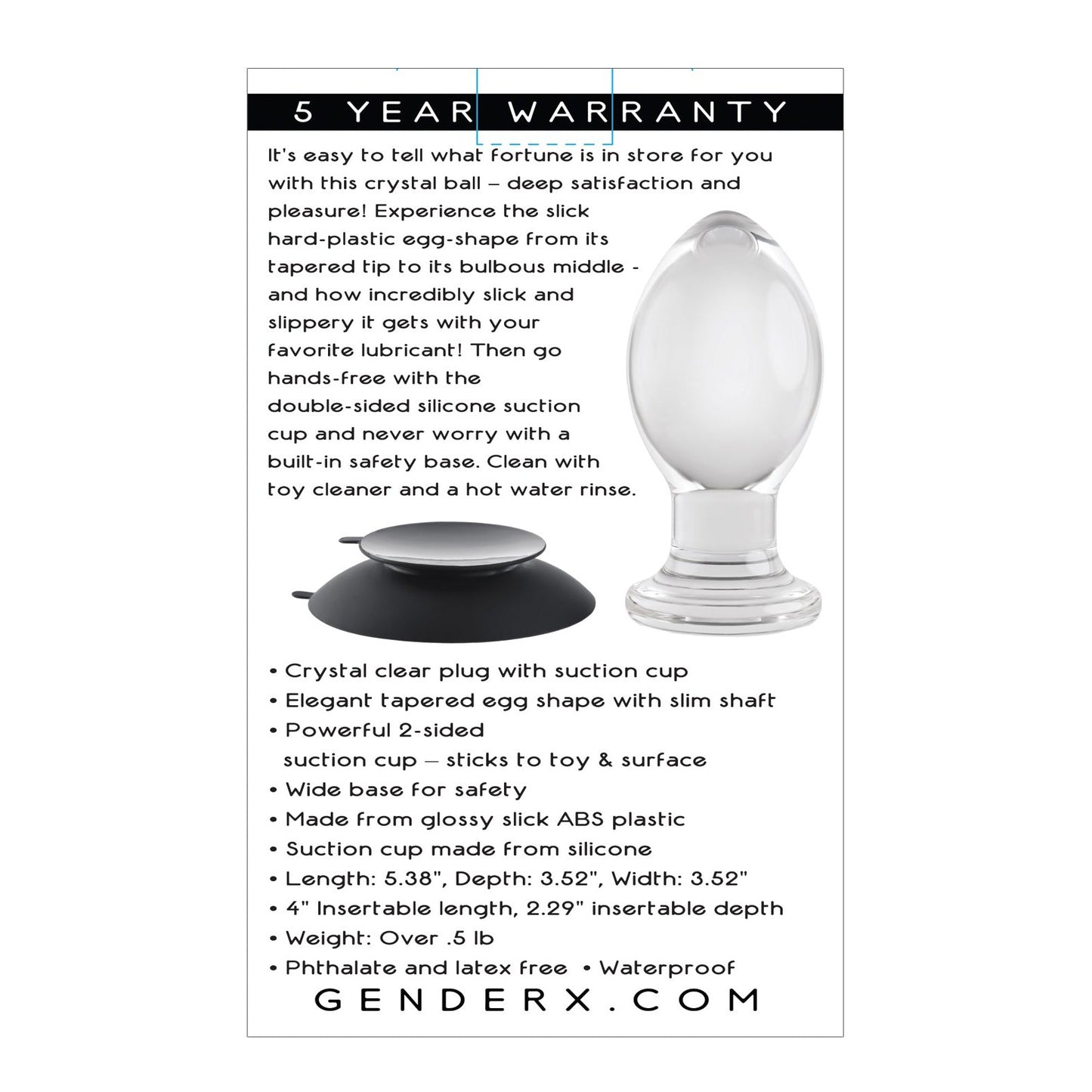 Gender X Crystal Ball Plug With Suction Cup