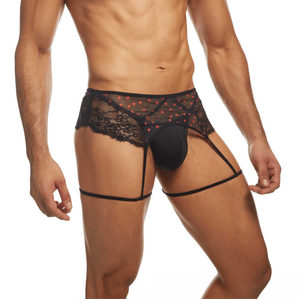 Secret Male Flower Laced Peek-a-boo Lingerie with hearts