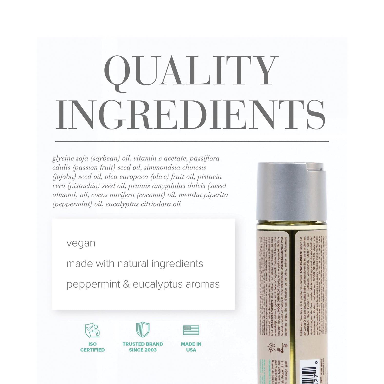 JO Naturals Massage Oil - Peppermint & Eucalyptus 4 oz Bottle