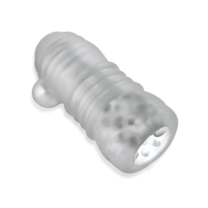 Dive into a tactile adventure with the Hunky Junk Jack T Stroker by Hunky Junk—a translucent silicone cylindrical stroker featuring ridges and an intricate honeycomb-like interior for a unique sensation.