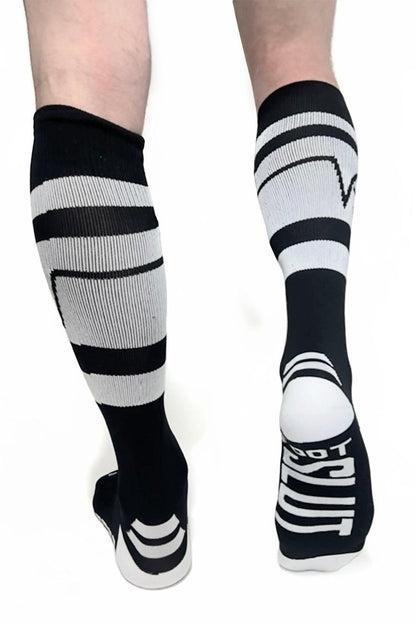 KNEE HIGH SOCKS | Hidden Pockets | BLACK AND WHITE