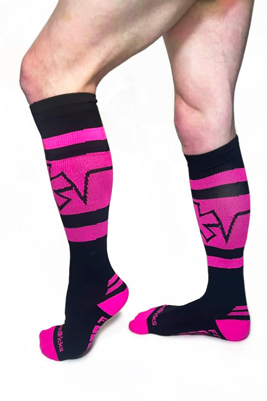 KNEE HIGH SOCKS | Hidden Pockets | NEON PINK