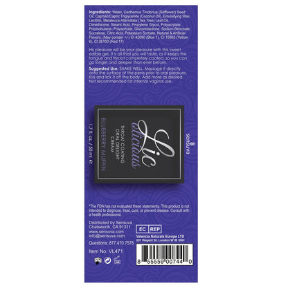 Crème de délice oral Lic O Licious - Flacon de 1,7 oz