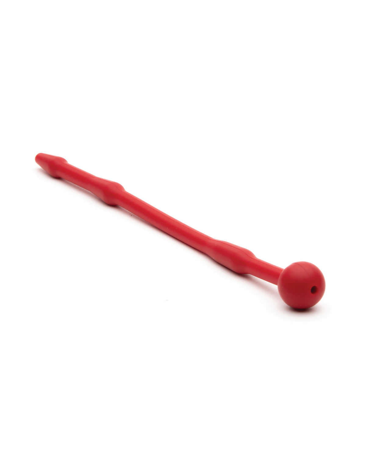 Sport Fucker Piss Play Sound in red: a beaded silicone urethral sound with a ball tip