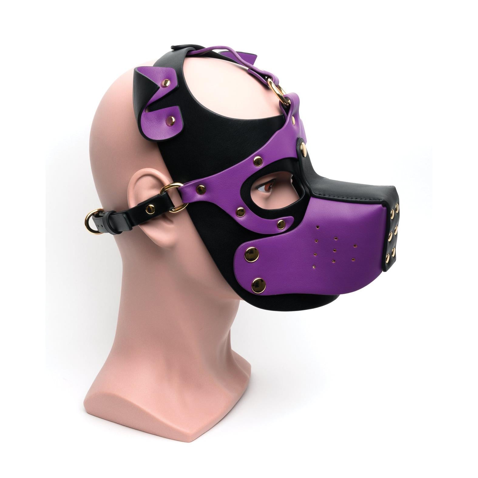 665 Bondage Pup Hood - O/S Black/Purple