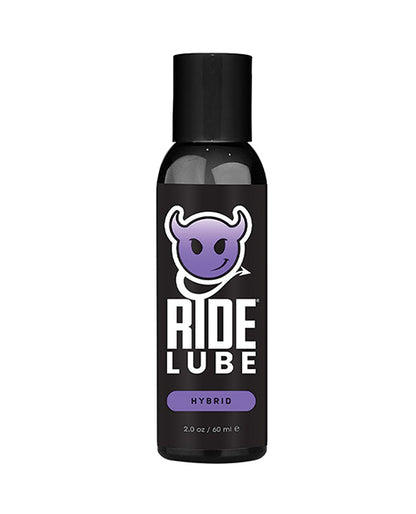 Ride BodyWorx Silk Hybrid personal lubricant, 2 oz black bottle with purple dragon logo