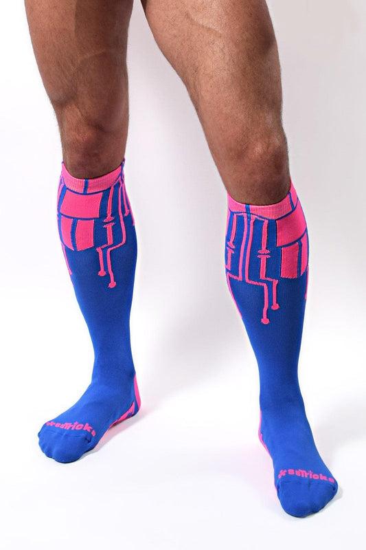 CyberTech Socks | NEON PINK + BLUE