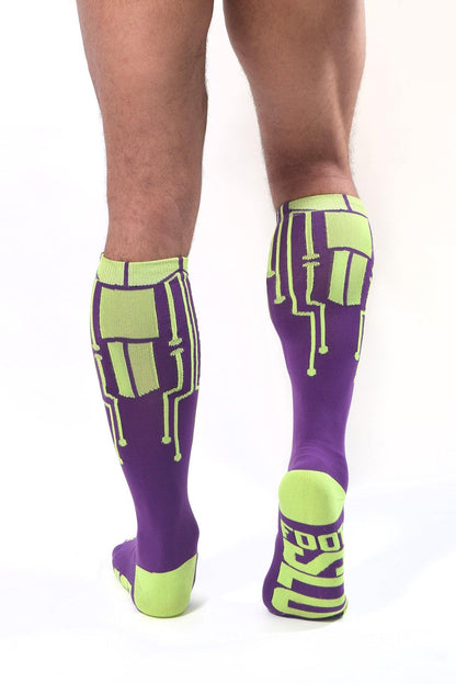 CyberTech Socks | NEON YELLOW + PURPLE