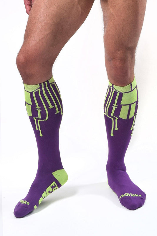 CyberTech Socks | NEON YELLOW + PURPLE