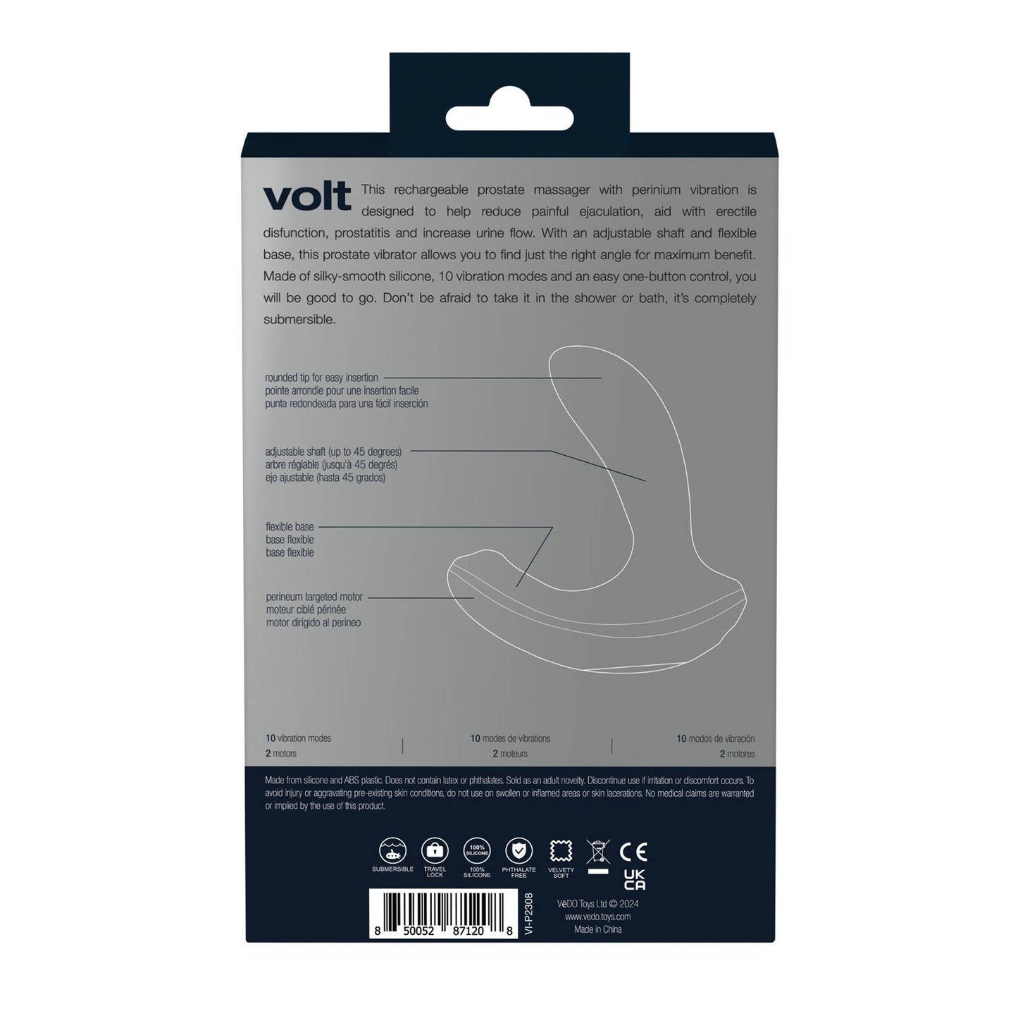 Vibe prostatique rechargeable VeDo Volt - Noir