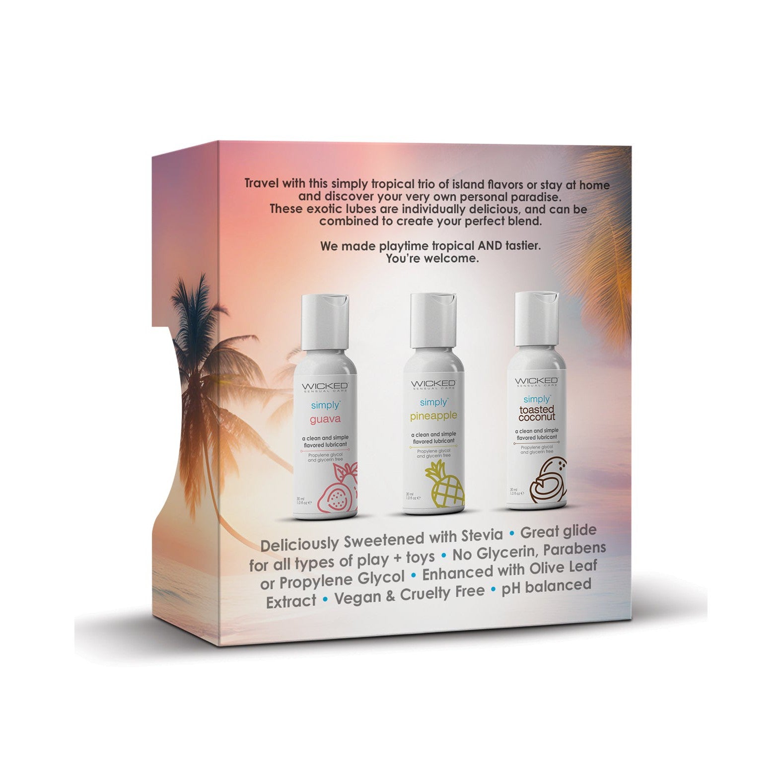 Wicked Sensual Care Tropical Trio Travel Size Flavored Lubes Adam's Toy Box Wicked Sensual Care Tropical Trio Travel Size Flavored Lubes Adam's Toy Box