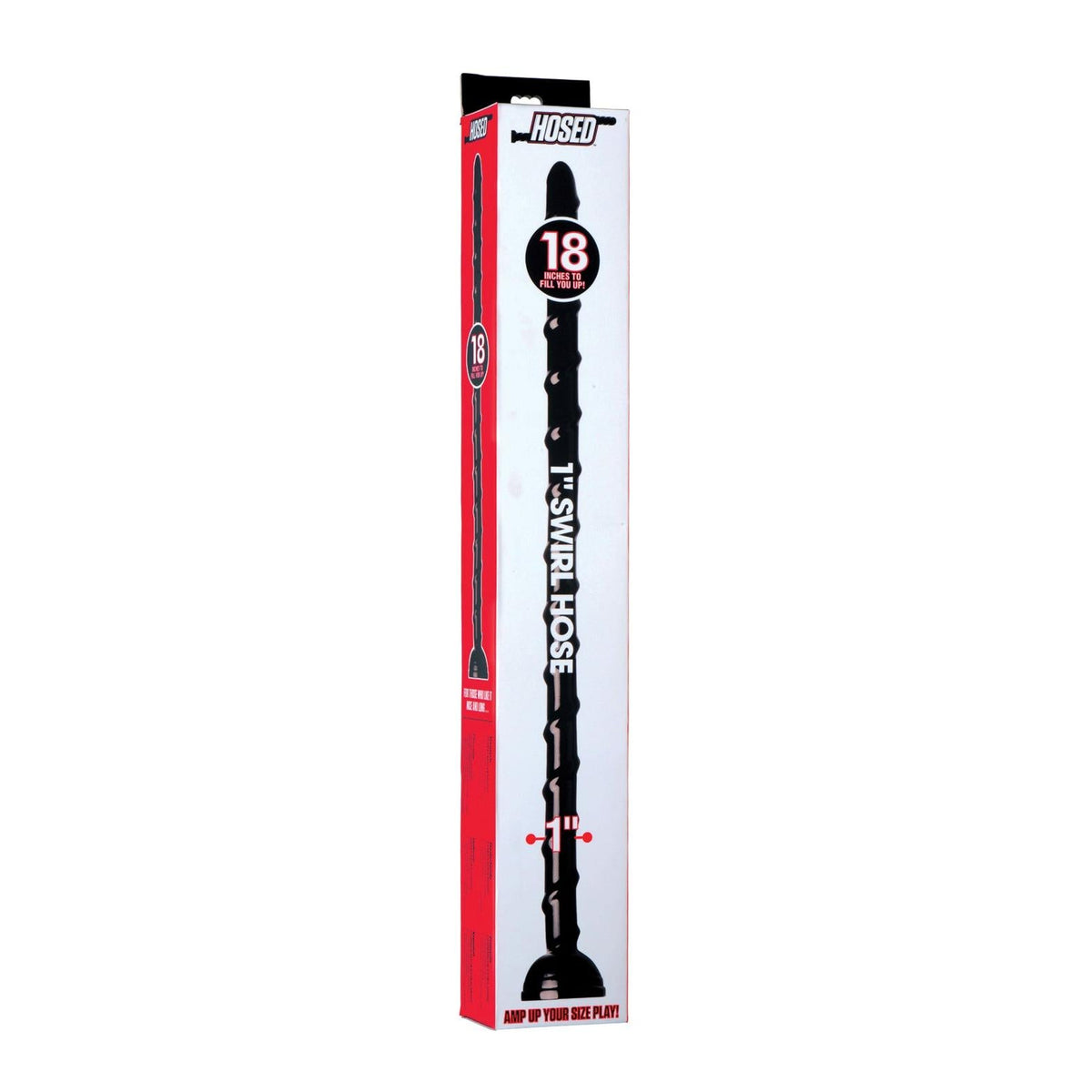 Hosed 1 inch Swirl Hose, the slim 18 inch version, coiled on a white background