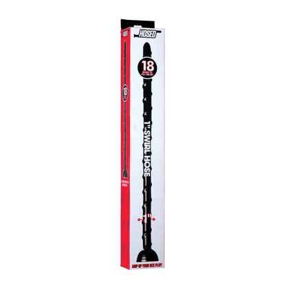 Hosed 1 inch Swirl Hose, the slim 18 inch version, coiled on a white background