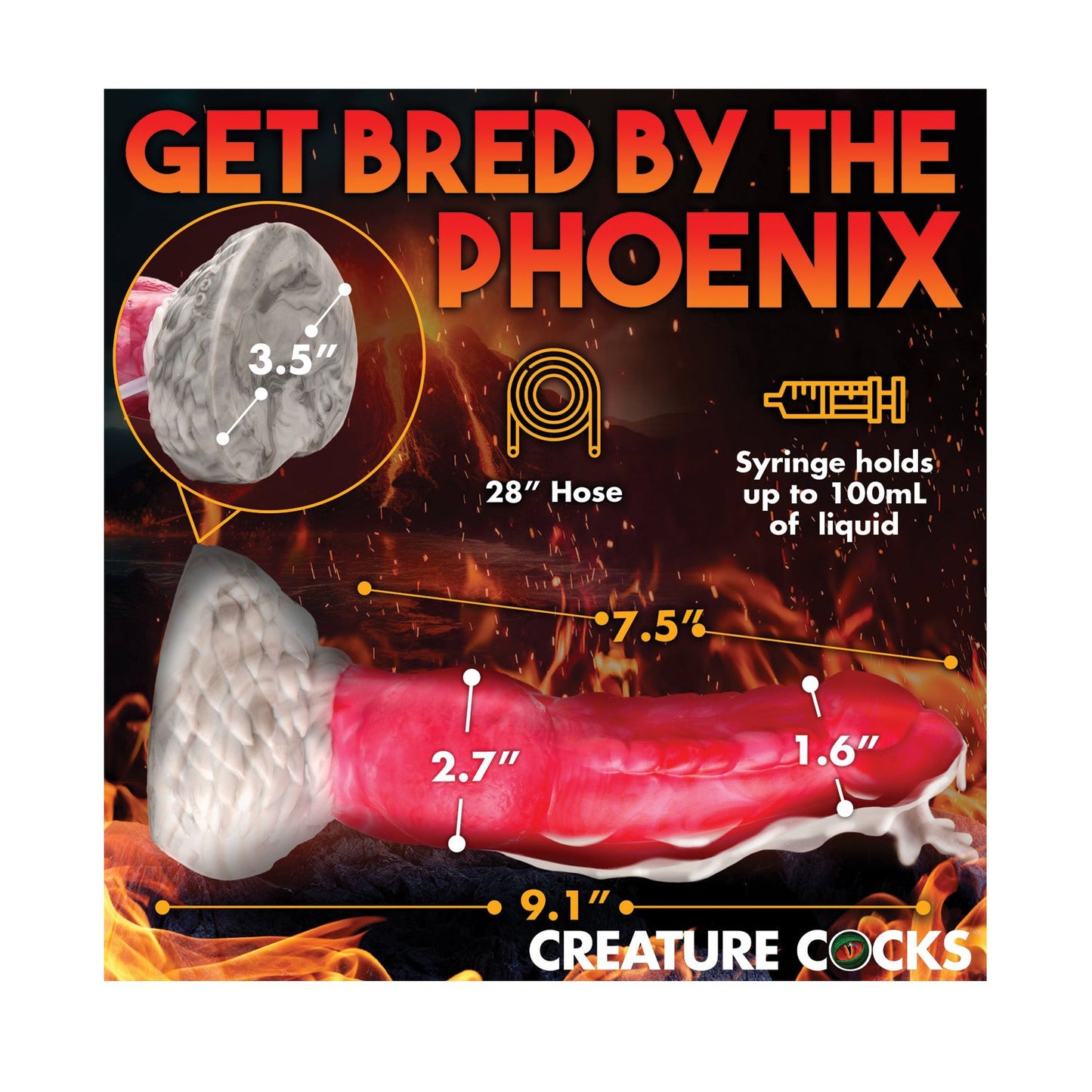 Creature Cocks Resurrector Phoenix Squirting Silicone Dildo