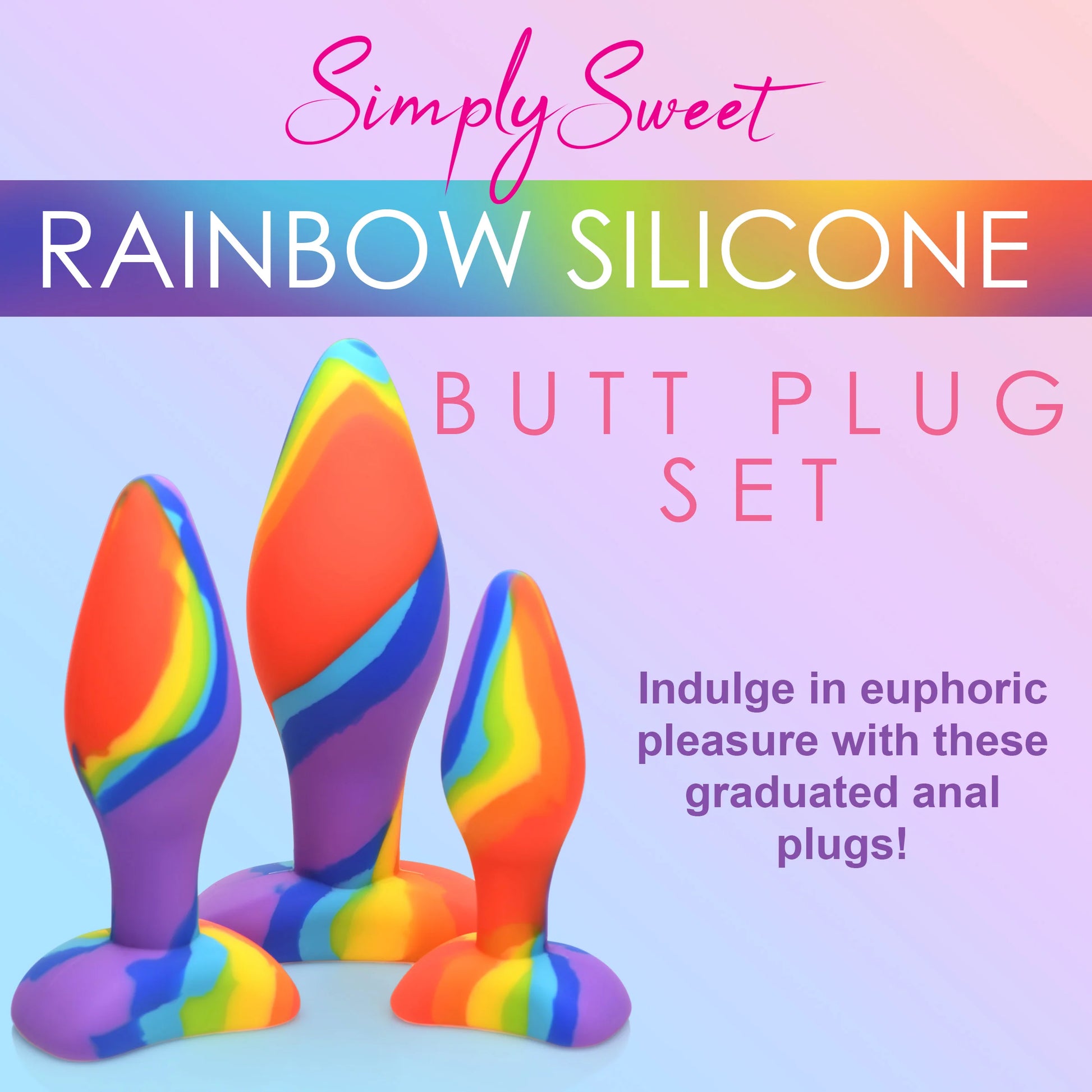 Curve Toys Simply Sweet Rainbow Silicone Butt Plug Set Adam's Toy Box Curve Toys Simply Sweet Rainbow Silicone Butt Plug Set Adam's Toy Box