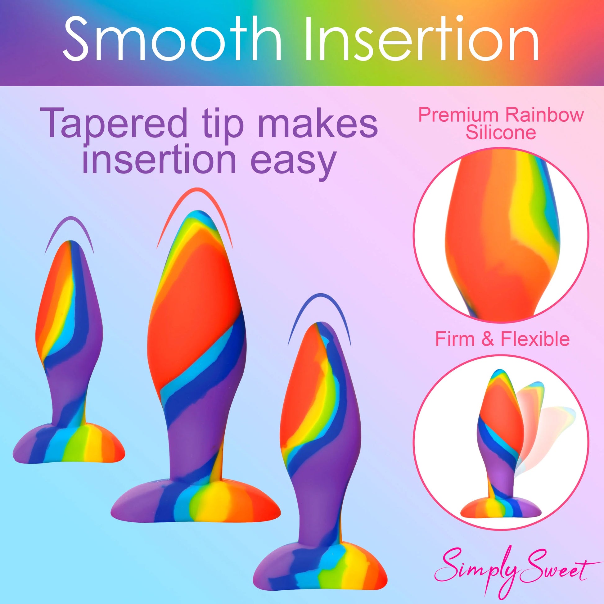Curve Toys Simply Sweet Rainbow Silicone Butt Plug Set Adam's Toy Box Curve Toys Simply Sweet Rainbow Silicone Butt Plug Set Adam's Toy Box