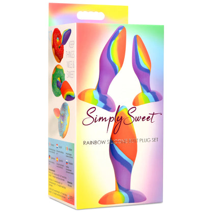 Curve Toys Ensemble de plug anal en silicone arc-en-ciel Simply Sweet