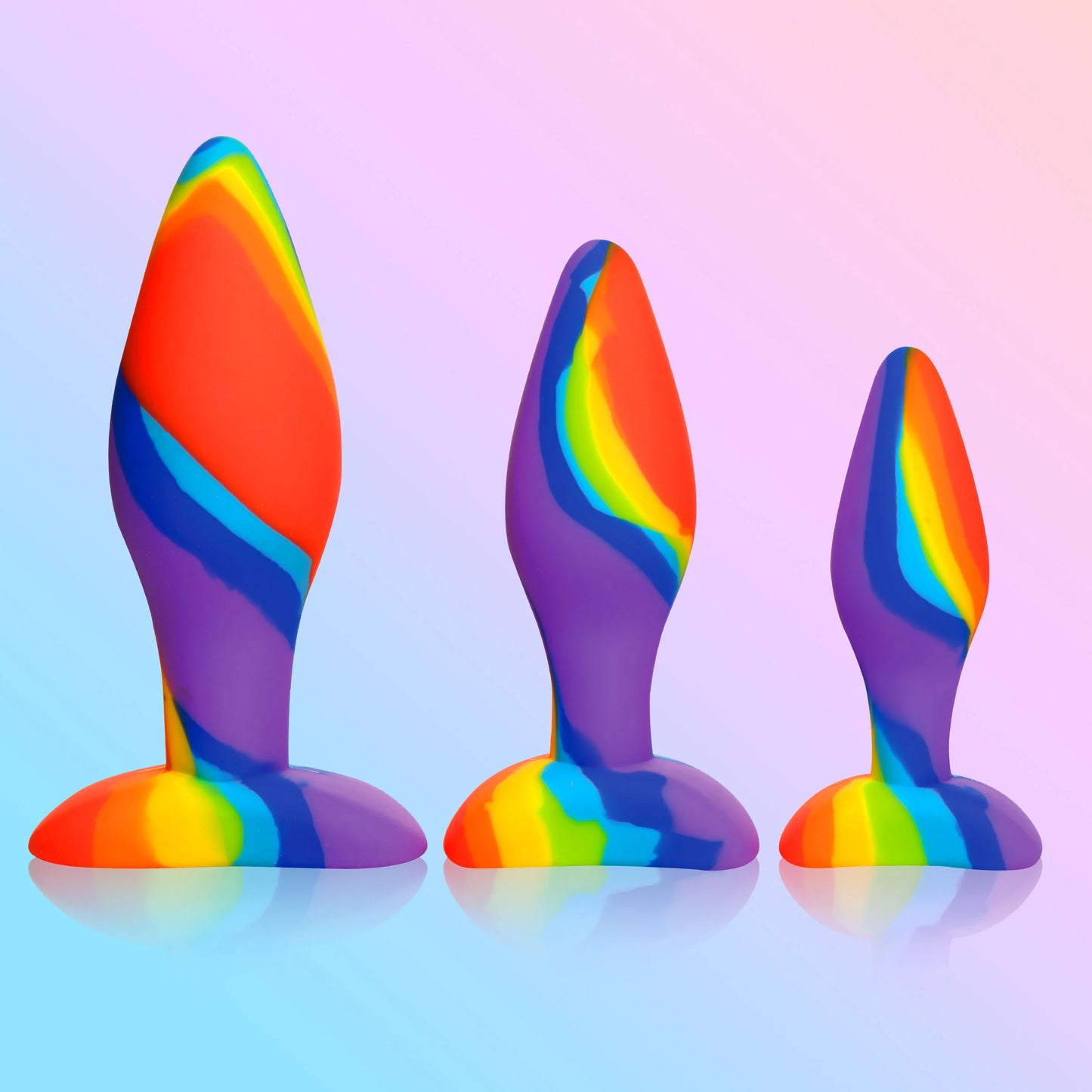 Curve Toys Simply Sweet Rainbow Silicone Butt Plug Set