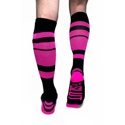 KNEE HIGH SOCKS | Hidden Pockets | NEON PINK