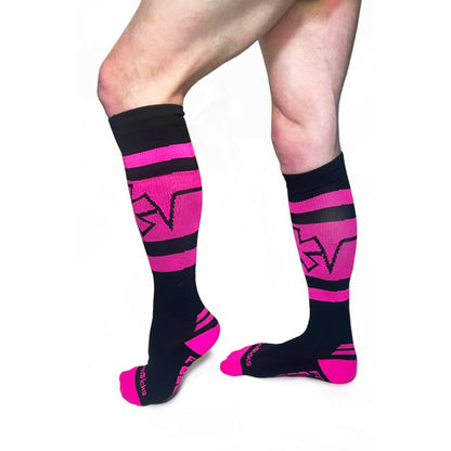 KNEE HIGH SOCKS | Hidden Pockets | NEON PINK