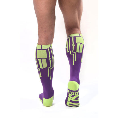 CyberTech Socks | NEON YELLOW + PURPLE